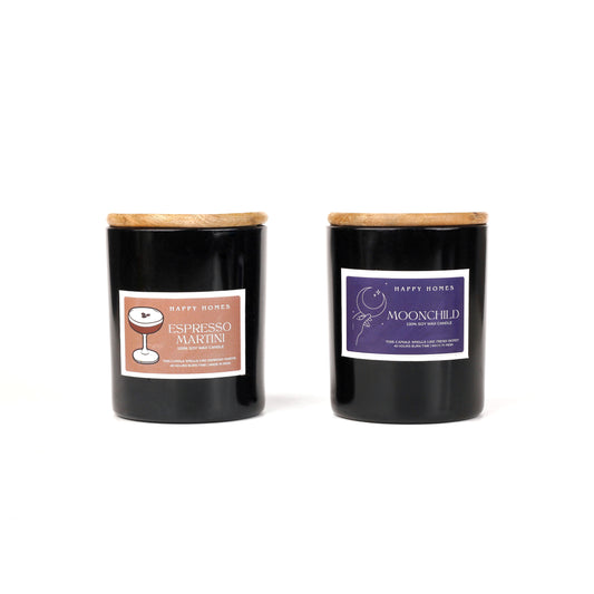 Set of 2 Scented Soy Wax Candles | Espresso Martini & Moonchild