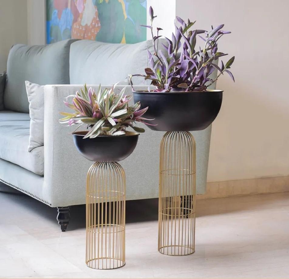 Black & Gold Planter (Set of 2)