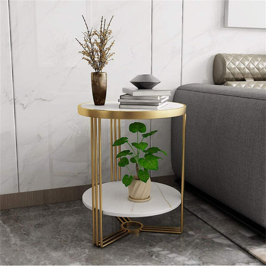 White & Gold Side Table